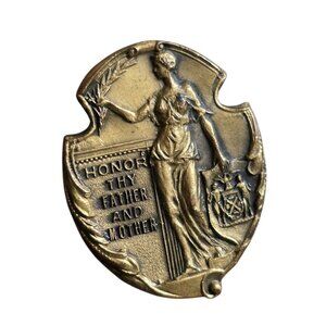 1925 Dieges & Clust Honor Thy Father and Thy Mother Brooch/pin 4th Commandment